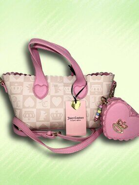 NWT Juicy Couture Sweet Break Time Mini Tote Bag Sandstone Pink Charm